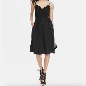 Banana Republic Strappy Crossover Vee Cocktail Dress Black Size 8